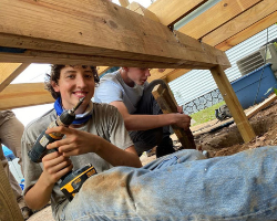 My son, Jesse, while at work