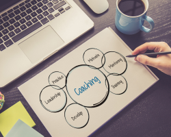 A man creating/writing a diagram showing the benefits of coaching (Success Through Failure podcast episode #422 Coaching Myths Exposed: Behind the Scenes of What It's Like to Have a Coach)